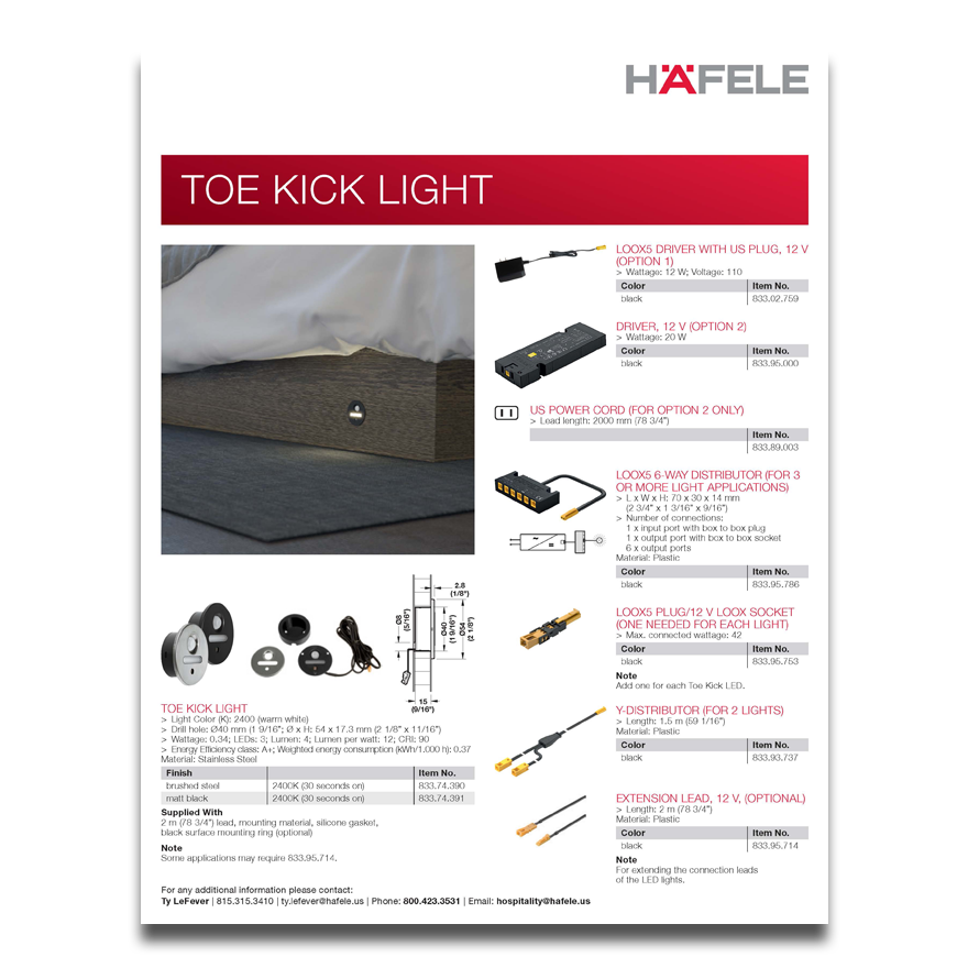 Toe Kick Light Technical Data Sheet