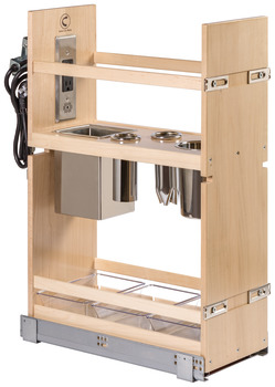 Base Pull-Out Grooming Organizer with Power, Maple
